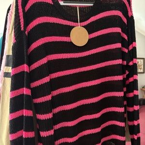 New BiBi Black and Pink Striped Women's Sweater